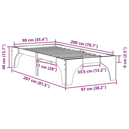 Struttura del letto Bianco 90 x 200 cm Pino massello