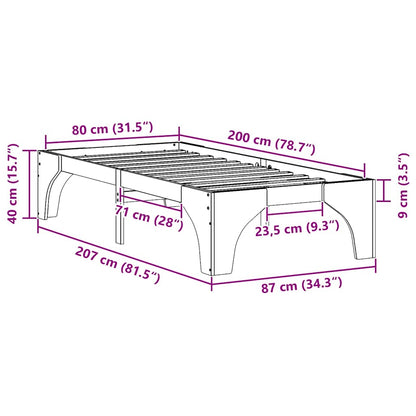 Struttura del letto Marrone 80 x 200 cm Pino massello | homemem39