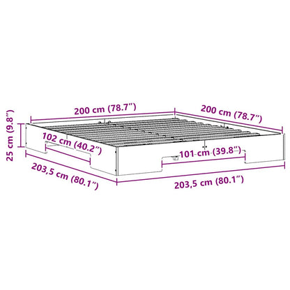 Struttura letto a terra con archiviazione Marrone 200 x 200 cm