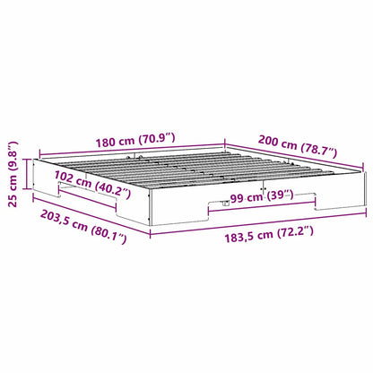 Struttura letto a terra con archiviazione Marrone 180 x 200 cm