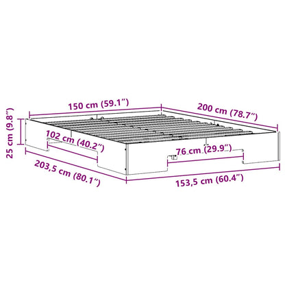 Struttura letto a terra con archiviazione Bianco 150 x 200 cm