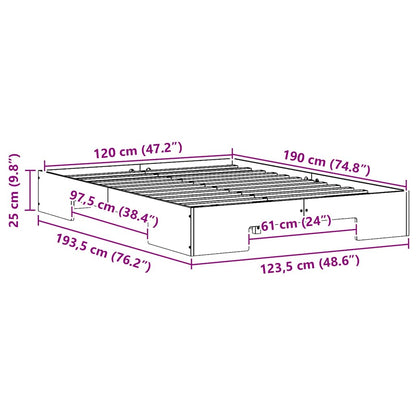 Struttura letto a terra con archiviazione Marrone 120 x 190 cm