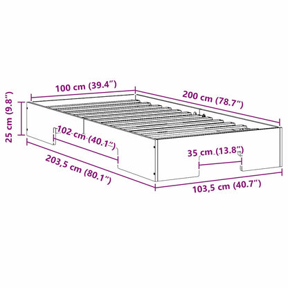 Struttura letto a terra con archiviazione Marrone 100 x 200 cm