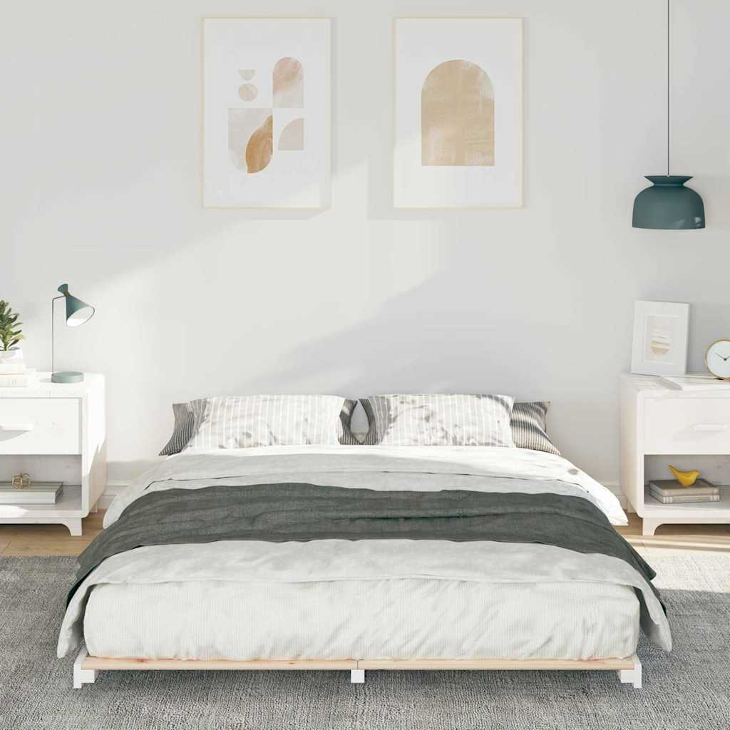 Struttura del letto Bianco 150 x 200 cm Pino massello | homemem39
