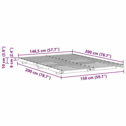 Struttura del letto Bianco 150 x 200 cm Pino massello | homemem39