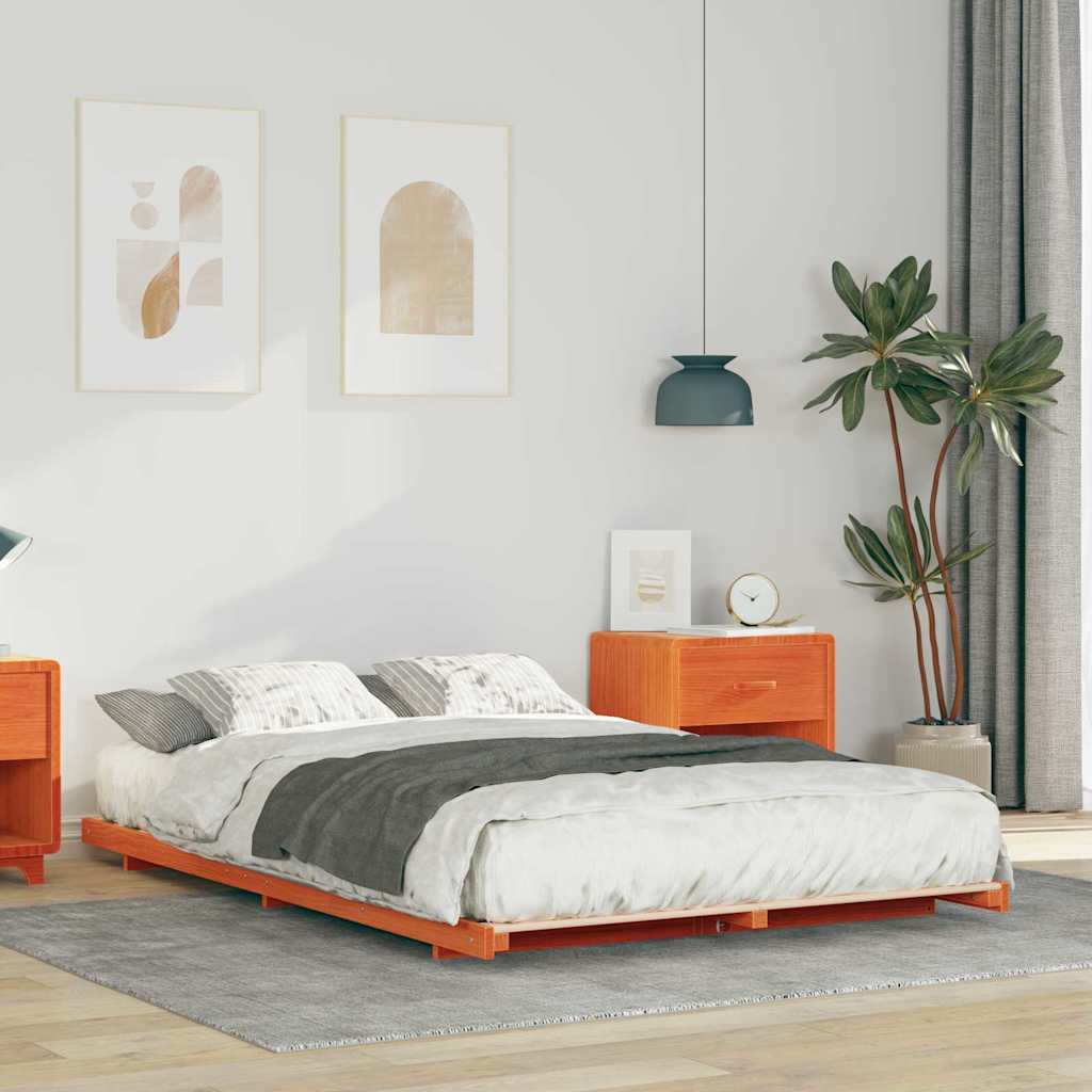 Struttura letto a terra Cera marrone 140 x 190 cm