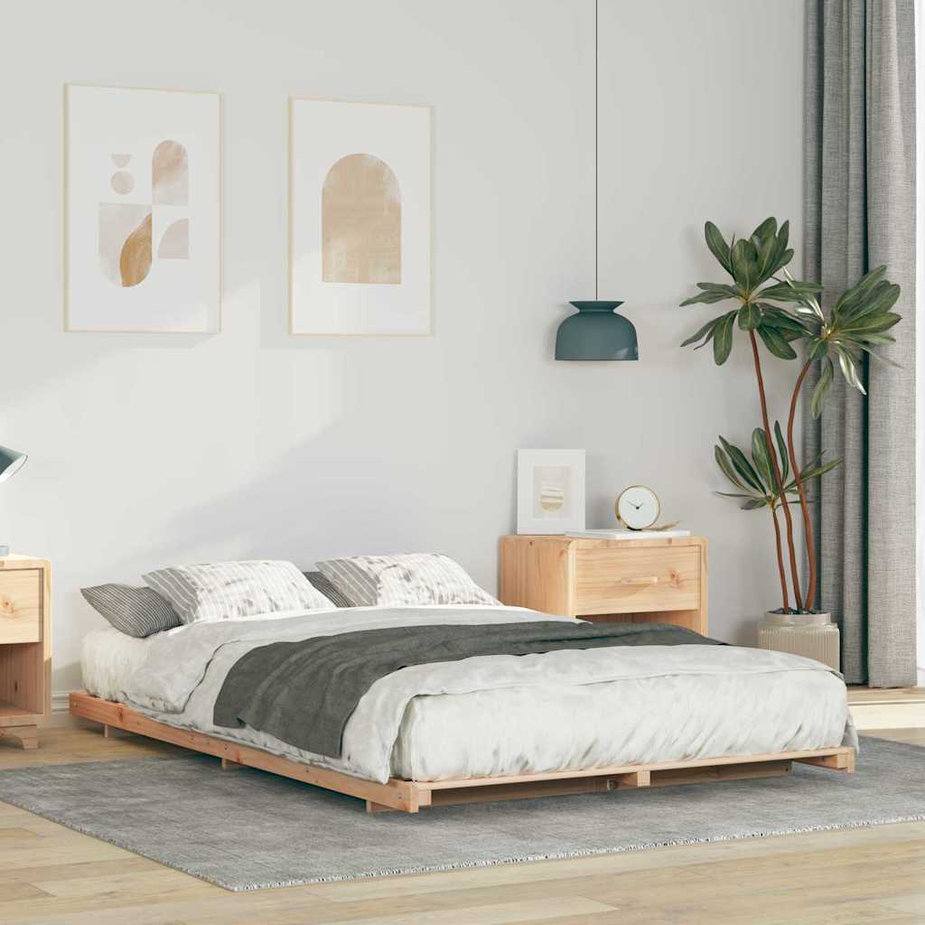 Struttura del letto Marrone 135 x 190 cm Pino massello | homemem39