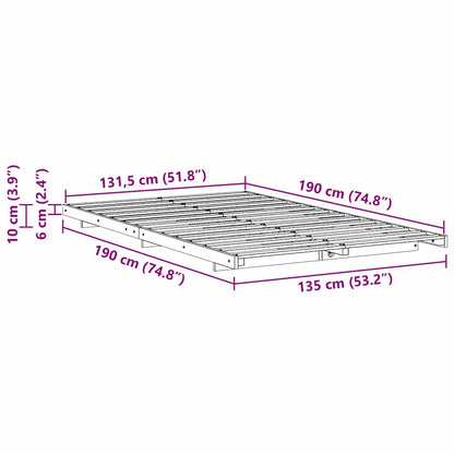 Struttura del letto Marrone cerato 135 x 190 cm Pino massello | homemem39