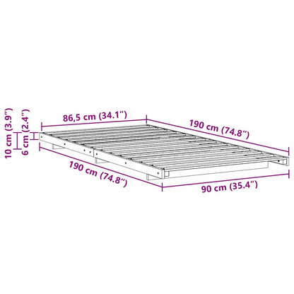 Struttura del letto Marrone 90 x 190 cm Pino massello | homemem39
