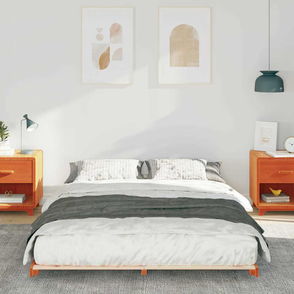 Struttura letto a terra Cera marrone 140 x 210 cm