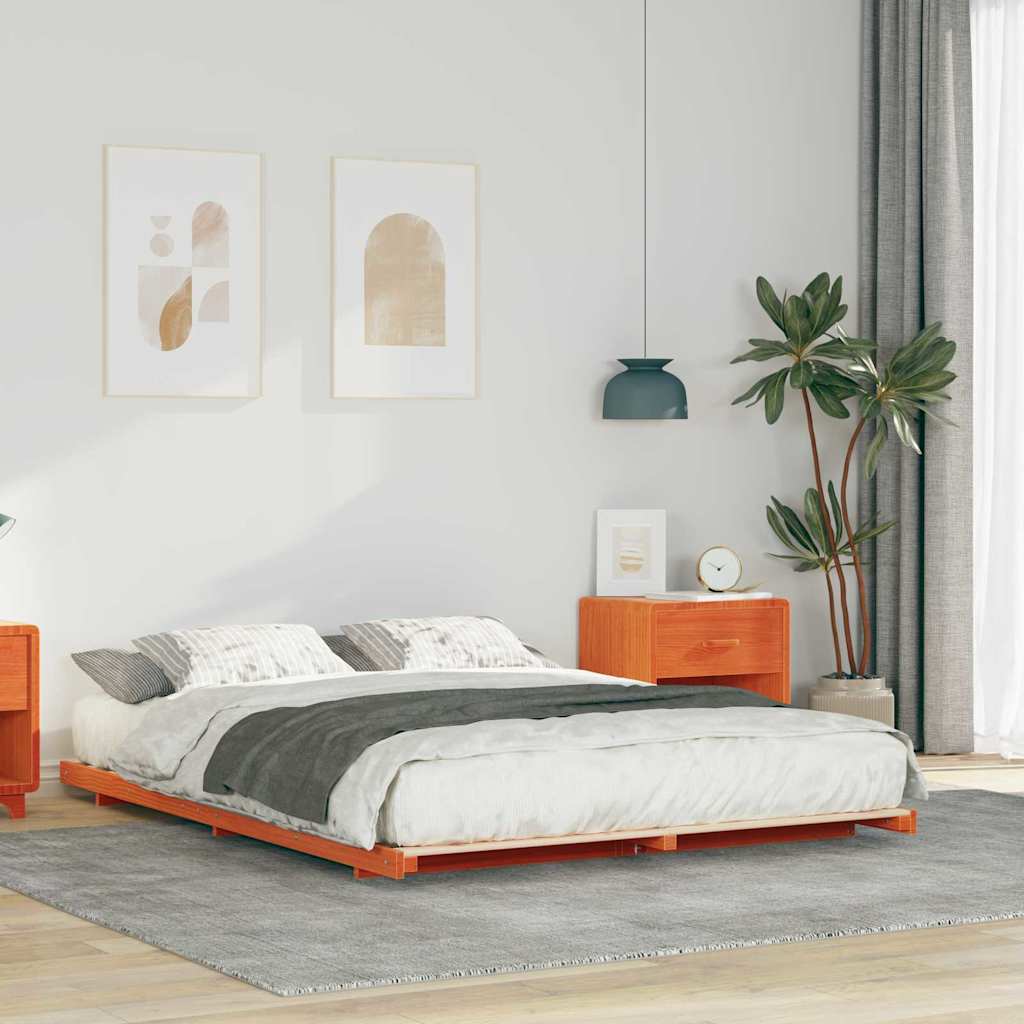 Struttura letto a terra Cera marrone 160 x 210 cm