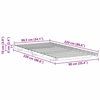 Struttura del letto Marrone 90 x 220 cm Pino massello | homemem39