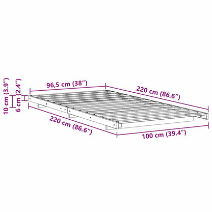 Struttura del letto Marrone cerato 100 x 220 cm Pino massello | homemem39