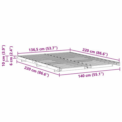 Struttura del letto Marrone 140 x 220 cm Pino massello | homemem39