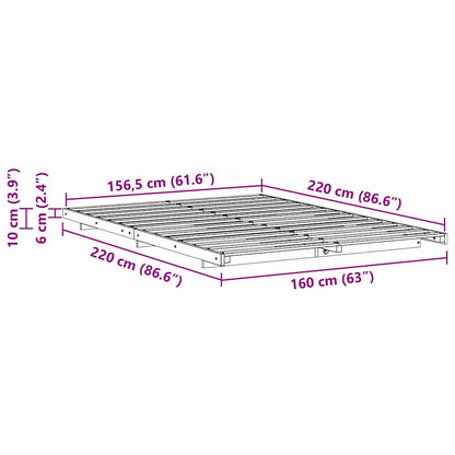 Struttura del letto Bianco 160 x 220 cm Pino massello | homemem39