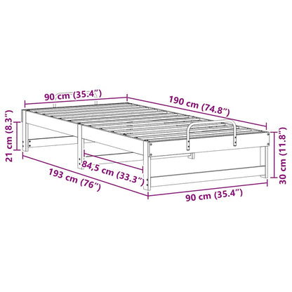 Struttura del letto Marrone 90 x 190 cm Pino massello | homemem39