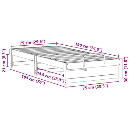 Struttura del letto Marrone 75 x 190 cm Pino massello