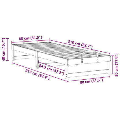 Struttura del letto Marrone 80 x 210 cm Pino massello
