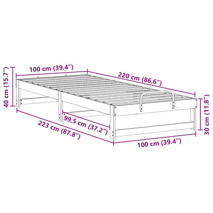 Struttura del letto Marrone 100 x 220 cm Pino massello