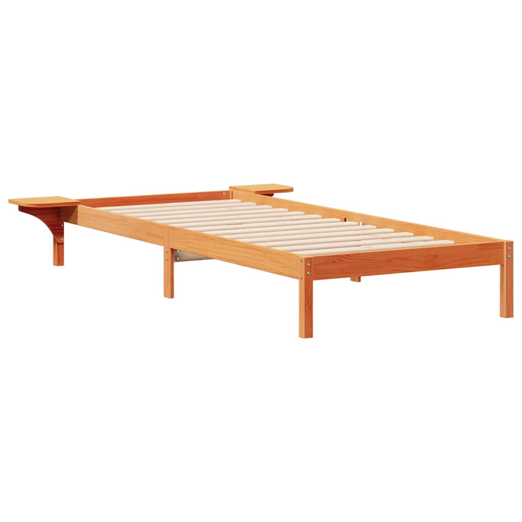 Letto con Tavolini Laterali Marrone cerato 80 x 210 cm