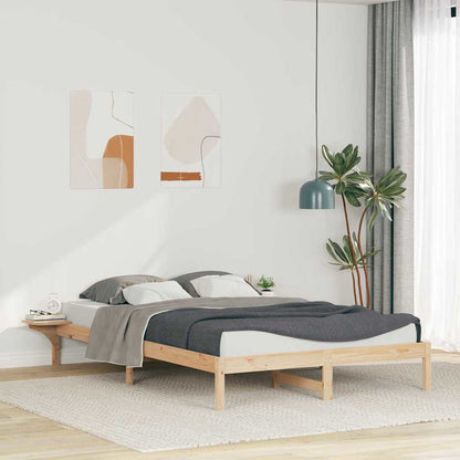 Letto con Tavolini Laterali Naturale 140 x 210 cm Pino massello