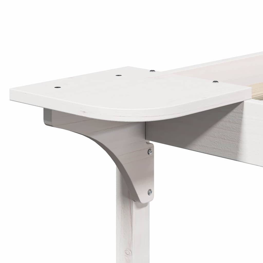 Letto con Tavolini Laterali Bianco 140 x 210 cm Pino massello