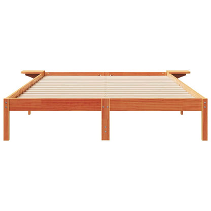 Letto con Tavolini Laterali Marrone cerato 140 x 210 cm