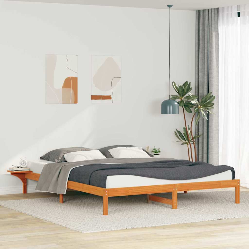Letto con Tavolini Laterali Marrone cerato 200 x 210 cm