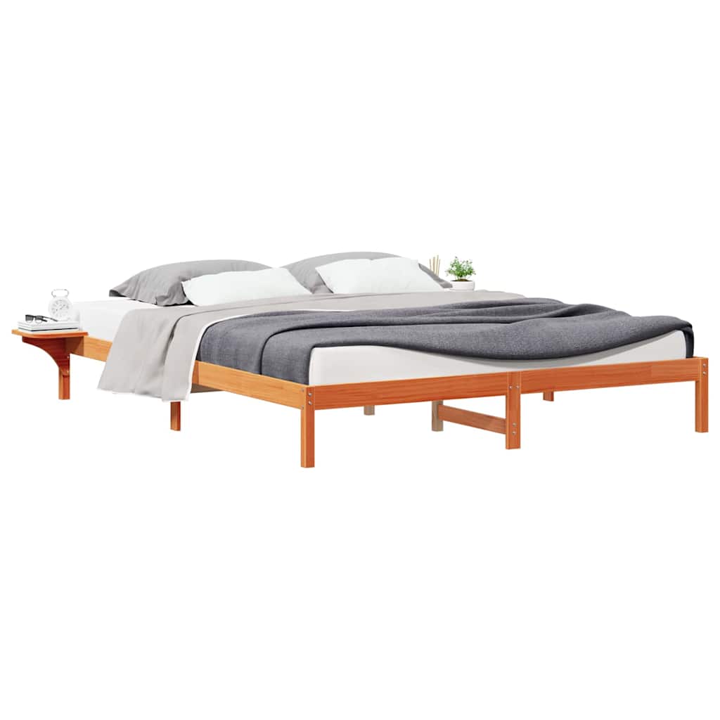 Letto con Tavolini Laterali Marrone cerato 200 x 210 cm