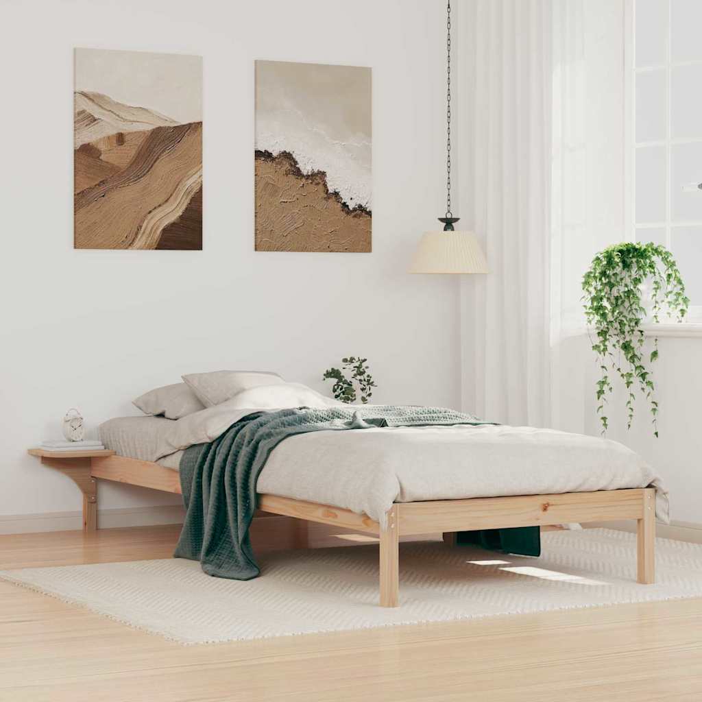 Letto con Tavolini Laterali Naturale 80 x 220 cm Pino massello