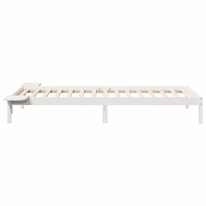 Letto con Tavolini Laterali Bianco 80 x 220 cm Pino massello