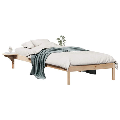Letto con Tavolini Laterali Naturale 100 x 220 cm Pino massello