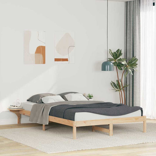 Letto con Tavolini Laterali Naturale 140 x 220 cm Pino massello