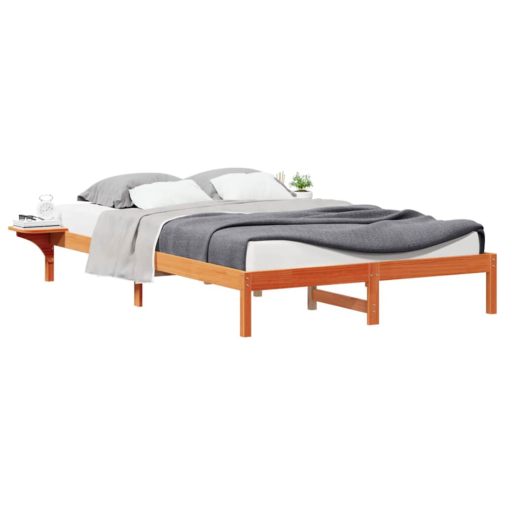 Letto con Tavolini Laterali Marrone cerato 140 x 220 cm