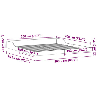 Struttura del letto Marrone 200 x 200 cm Pino massello