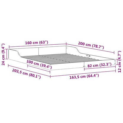 Struttura del letto Marrone 160 x 200 cm Pino massello