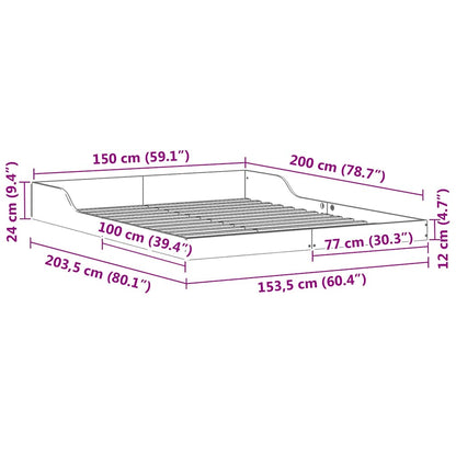 Struttura del letto Bianco 150 x 200 cm Pino massello