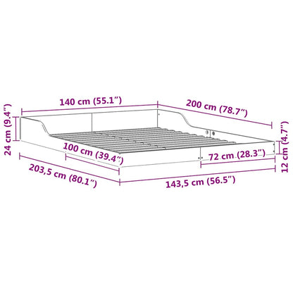 Struttura del letto Marrone cerato 140 x 200 cm Pino massello