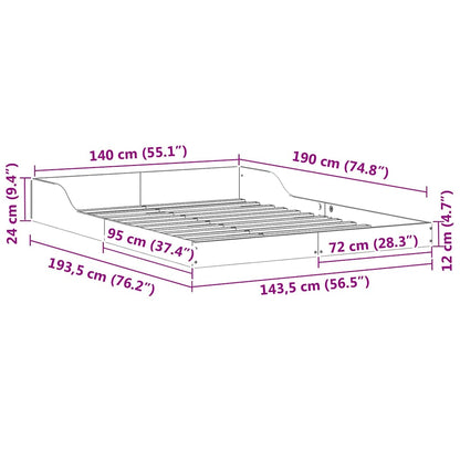 Struttura del letto Marrone cerato 140 x 190 cm Pino massello | homemem39