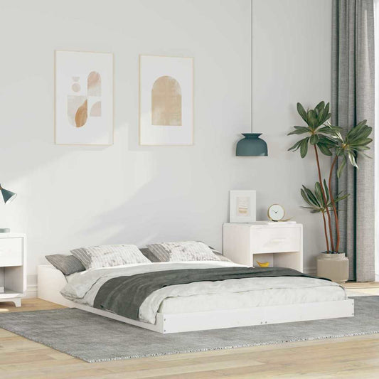 Struttura del letto Bianco 135 x 190 cm Pino massello | homemem39
