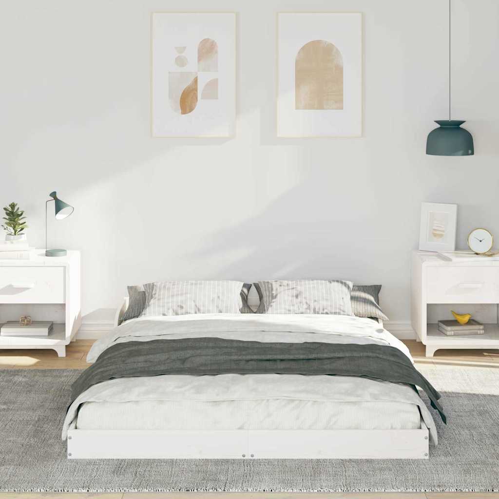 Struttura del letto Bianco 135 x 190 cm Pino massello | homemem39