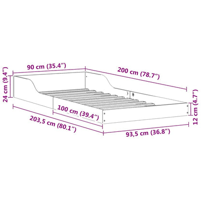 Struttura del letto Bianco 90 x 200 cm Pino massello | homemem39
