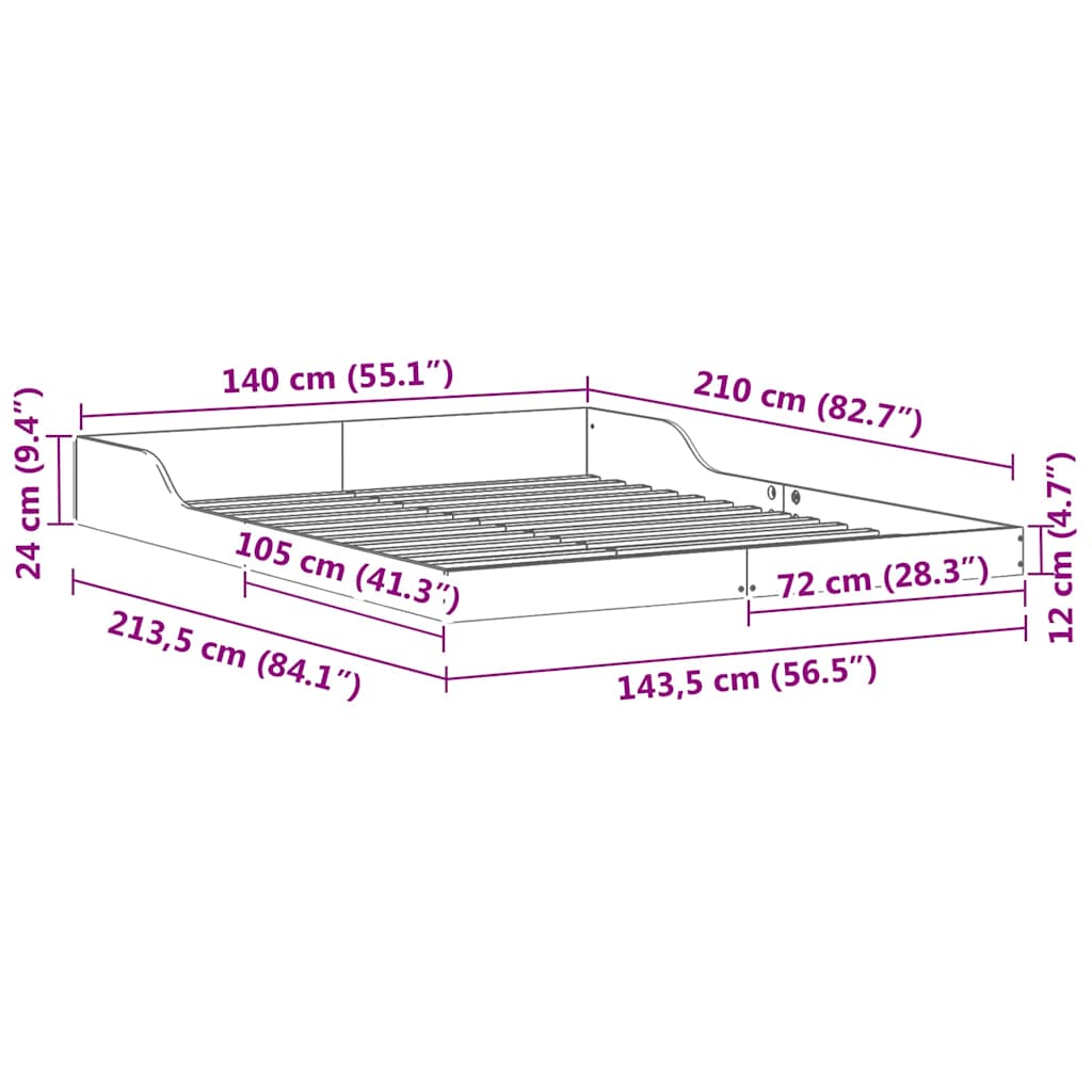 Struttura del letto Marrone cerato 140 x 210 cm Pino massello | homemem39