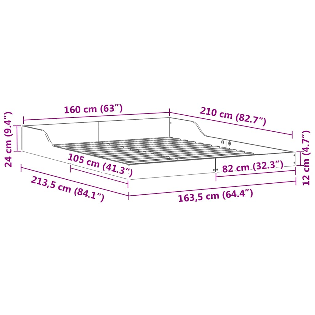 Struttura del letto Marrone 160 x 210 cm Pino massello