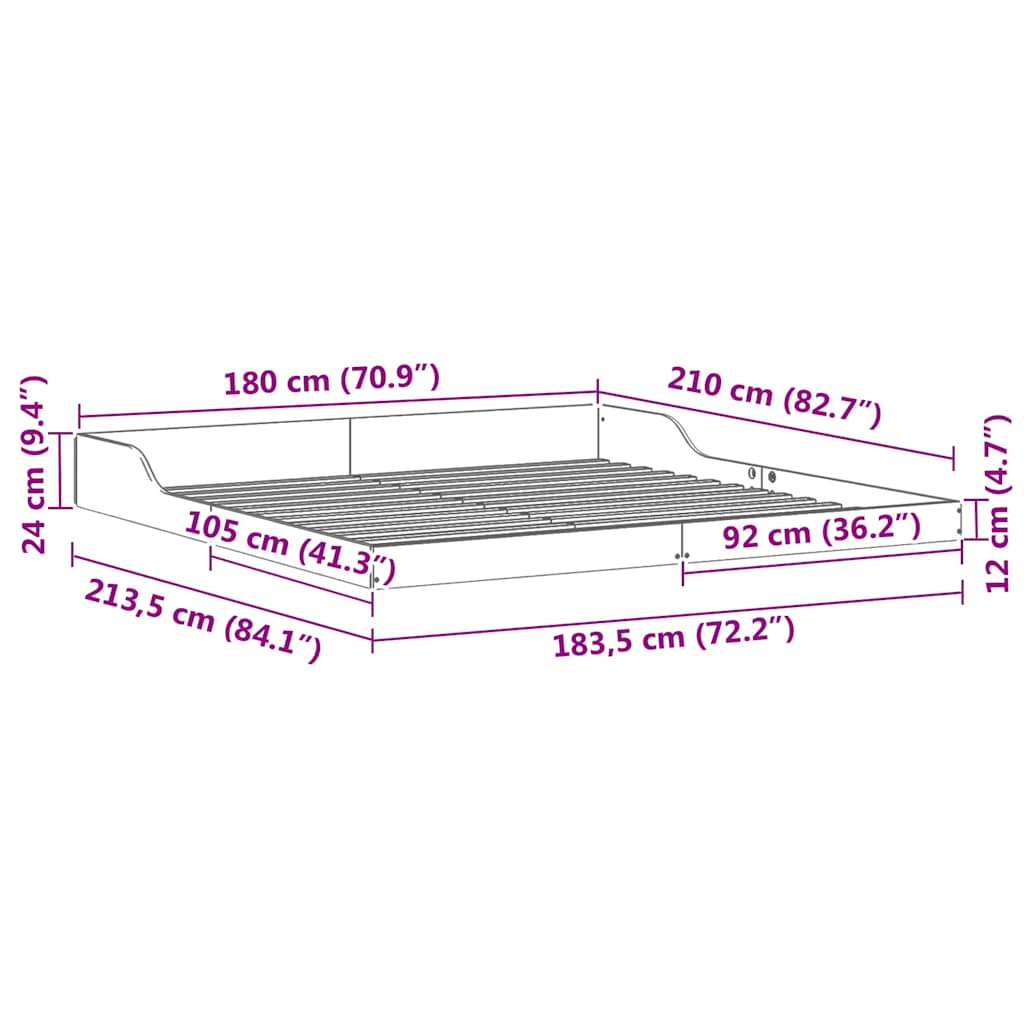 Struttura del letto Marrone cerato 180 x 210 cm Pino massello | homemem39