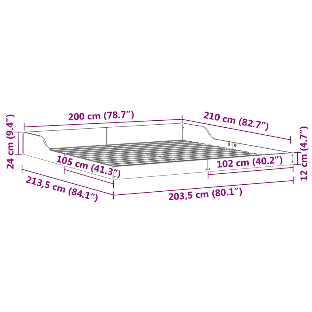 Struttura del letto Bianco 200 x 210 cm Pino massello | homemem39