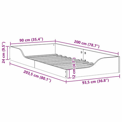 Struttura del letto Marrone cerato 90 x 200 cm Pino massello | homemem39