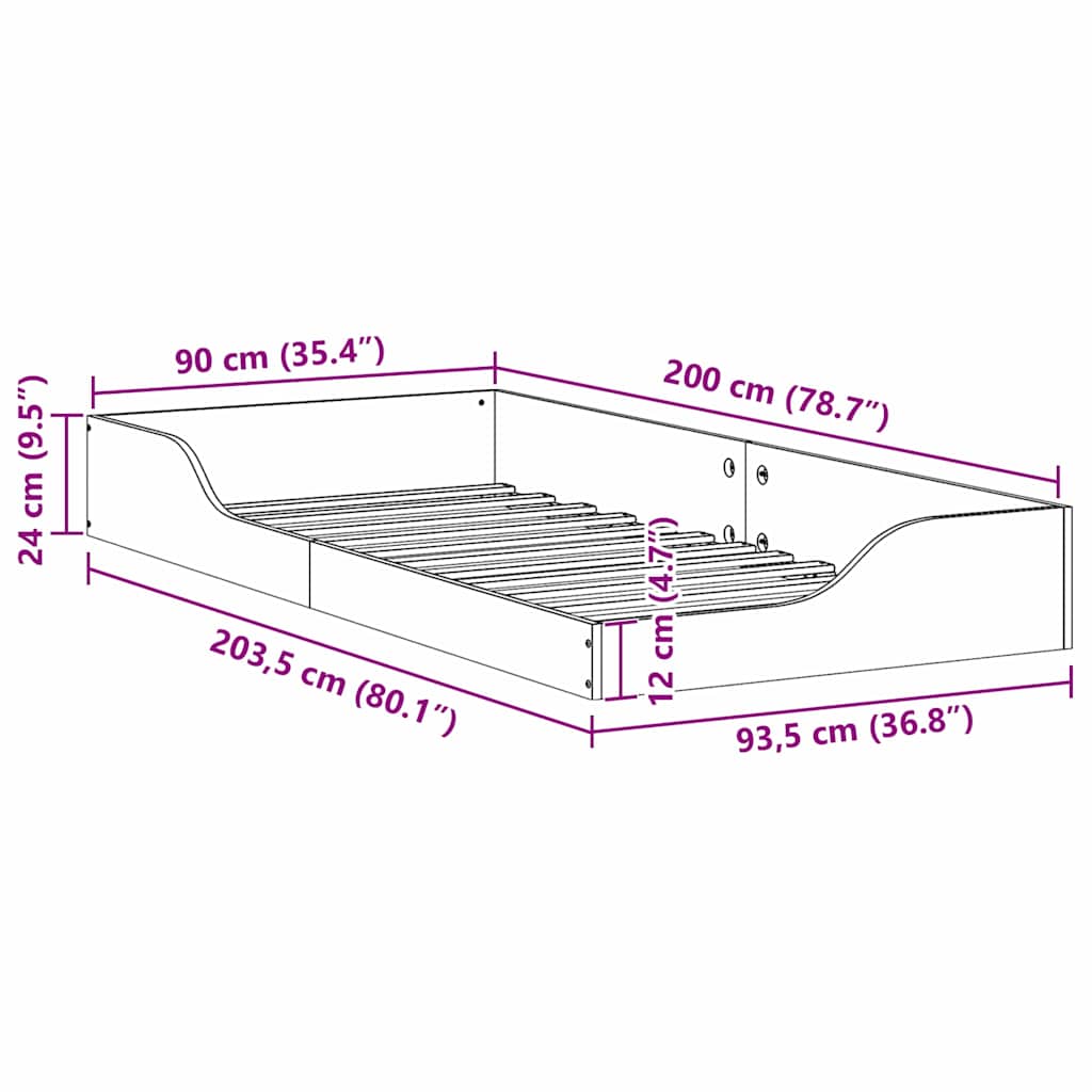Struttura del letto Marrone cerato 90 x 200 cm Pino massello | homemem39