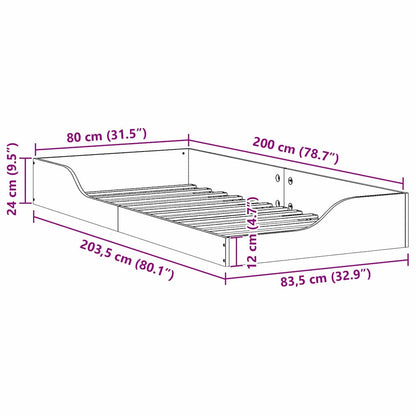 Struttura letto a terra Cera marrone 80 x 200 cm