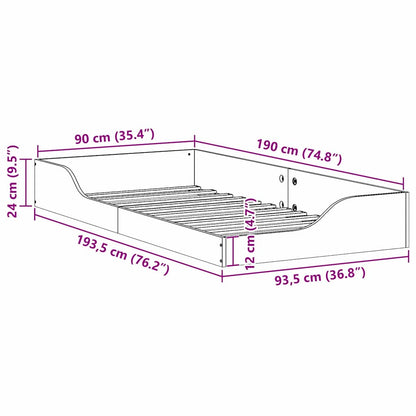 Struttura del letto Bianco 90 x 190 cm Pino massello | homemem39
